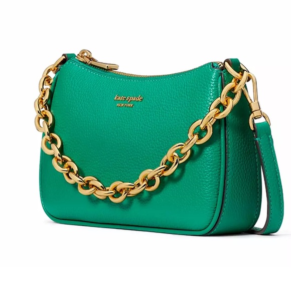 New Kate Spade Jolie Small Convertible Pebble Leather Crossbody Wintergreen - Picture 4 of 7